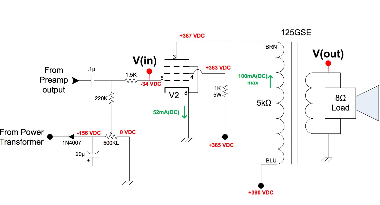 6L6GC Voltage Gain Schematic